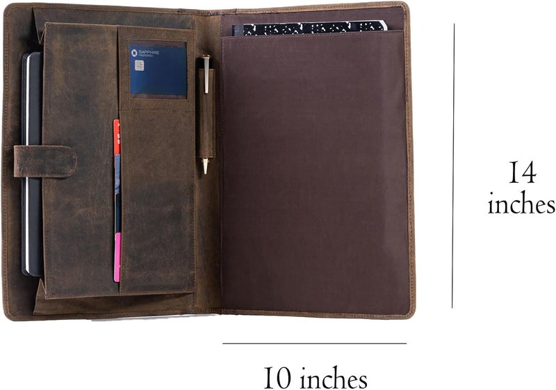 KomalC Leather Business Portfolio with Luxury Pen Business Personal Organiser Folder Full Grain Leather padfolio by (Buffalo Distressed Tan) - Image 3